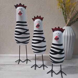 にわとり 木製置物 3点セット オブジェ 北欧雑貨