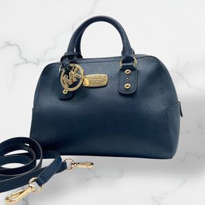 美品 マイケルコース 2wayバッグ ネイビー レザー ゴールド金具 MICHAEL KORS ハンドバッグ ショルダーバッグ