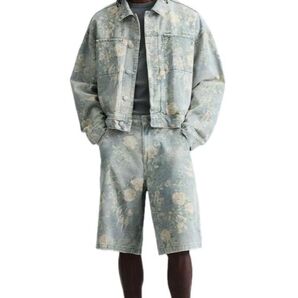 フラワーパターン デニムジャケット