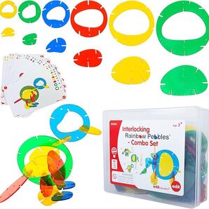 Rainbow Pebbles 透明ブロックパズル 知育玩具 幼児教育
