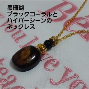 501.黒珊瑚(ブラックコーラル)とハイパーシーンのネックレス ネックレス 最強の魔除け 魔除け