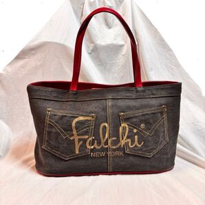 Falchi NEW YORK トートバッグ デニム ハンドバッグ デニムバッグ 黒
