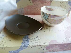 平安継ぎ紙柄　陶器　お茶碗　５個セット