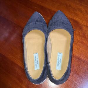 MODE ET JACOMO MANU フリンジ フラットシューズ ネイビー