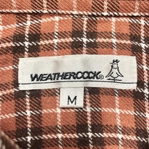 WEATHERCOOK ウェザーコック M メンズ シャツ ソフトネル 微起毛 チェック柄 胸ポケット ポケットにロゴ刺繍 長袖 - ブラウン系×ホワイト_画像5