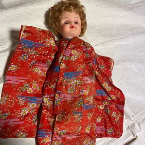市松人形用着物 中古 着丈32cm 袖口から袖口32cm