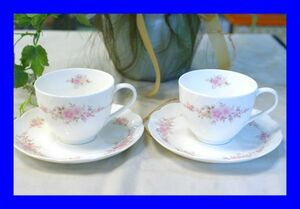 ○美品 ノリタケ Noritake スタジオコレクション 花柄 カップ&ソーサー 2客 D1730