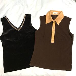 ベロア素材 トップス ノースリーブ 2着