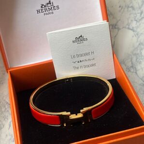 エルメス【HERMES】クリッククラック PM バングル H ゴールド オレンジ