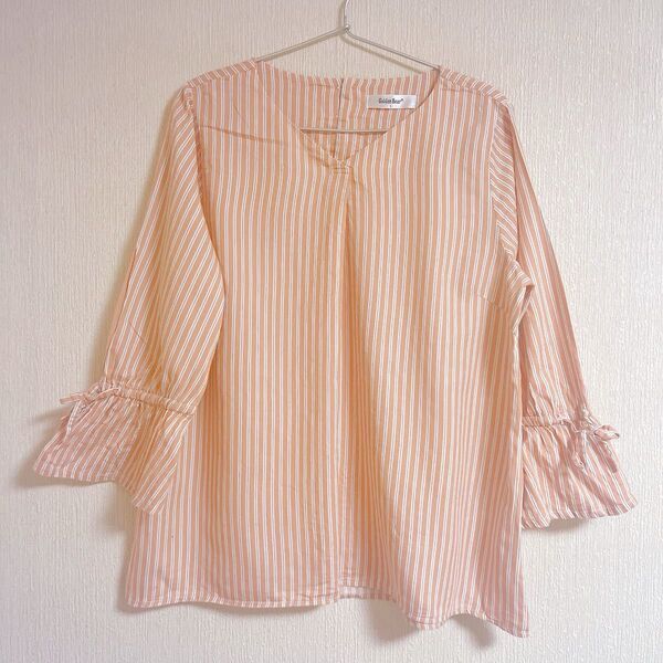 美品 ゴールデンベア Golden Bear 長袖 トップス チュニック カットソー Tシャツ チェック L ブラウス 七分袖