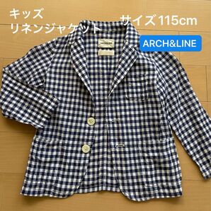 ARCH&LINE キッズ リネンジャケット ギンガムチェック サイズ115cm