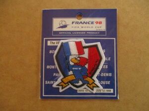 90s FIFA サッカー フランス ワールドカップ キャラクター刺繍ワッペン/D 1998年 16回SOCCERフランスW杯Jリーグ フットボール V149