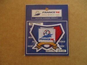 90s FIFA サッカー フランス ワールドカップ キャラクター刺繍ワッペン/B 1998年 16回SOCCERフランスW杯Jリーグ フットボール V149