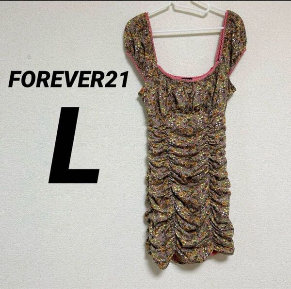 FOREVER 21 花柄 ノースリーブ ミニ ワンピース【L】 トップス