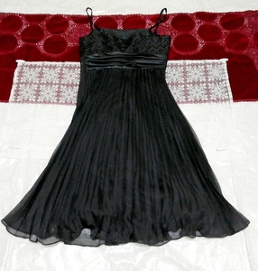 黒キャミソールワンピースシフォンネグリジェドレス Black camisole chiffon negligee dress