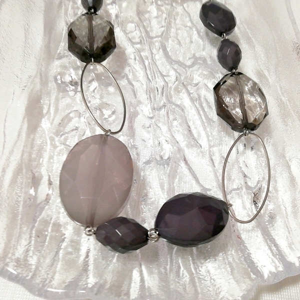 黒グレーネックレス首輪チョーカー/ジュエリー/お守りアミュレット Black gray necklace collar choker jewelry amulet