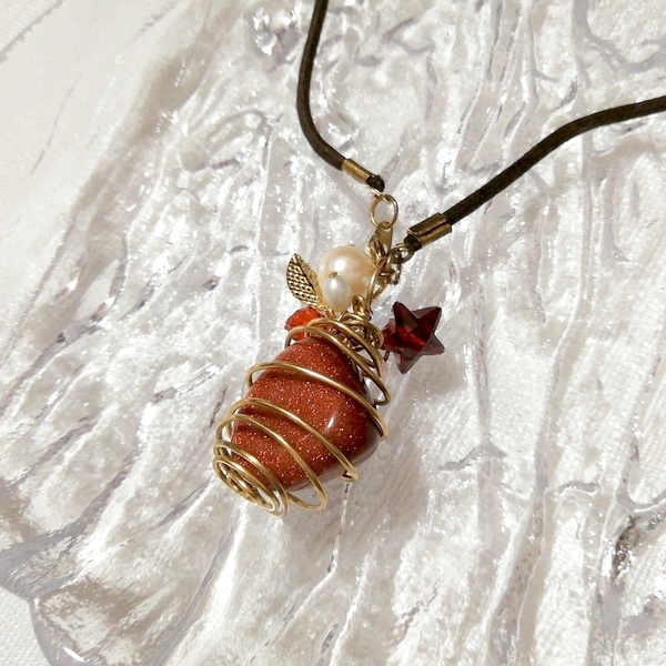 茶赤天体星黒紐ネックレス首輪チョーカー/ジュエリー/アミュレット Brown red astronomical star black string necklace jewelry amulet