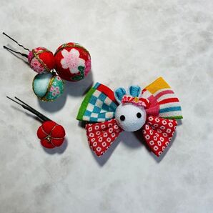 ① 七五三髪飾り 前撮り お宮参り 女の子髪飾り うさぎ髪飾り