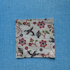 麻コースター 正倉院文様花喰い鳥モチーフ 新品未使用品 (定価税込 ¥660)