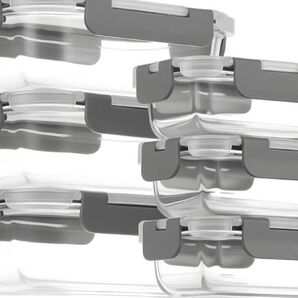 耐熱 ガラスタッパー 密閉 保存容器 6個セット 電子レンジ オーブン対応 食洗機OK 作り置き 食品容器 グレー