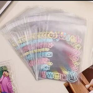 ラッピング袋 可愛いネコ 手書き風 クリアバッグ OPP袋 50枚セット まとめ売り
