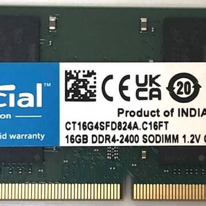 【送料無料】DDR4-2400 PC4-19200 16GB SO-DIMM (Crucial CT16G4SFD824A.C16FT) 中古