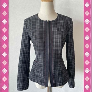 ※Aランク【中古】BONOFFICE_13号_長袖オーバーブラウス/AJ0259/ノーカラージャケット/ボンマックス/かわいい会社事務服/おしゃれOL制服