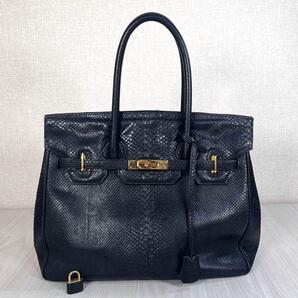 【美品】HIGH CLASS/ハイクラス ハンドバッグ パイソン ゴールド金具