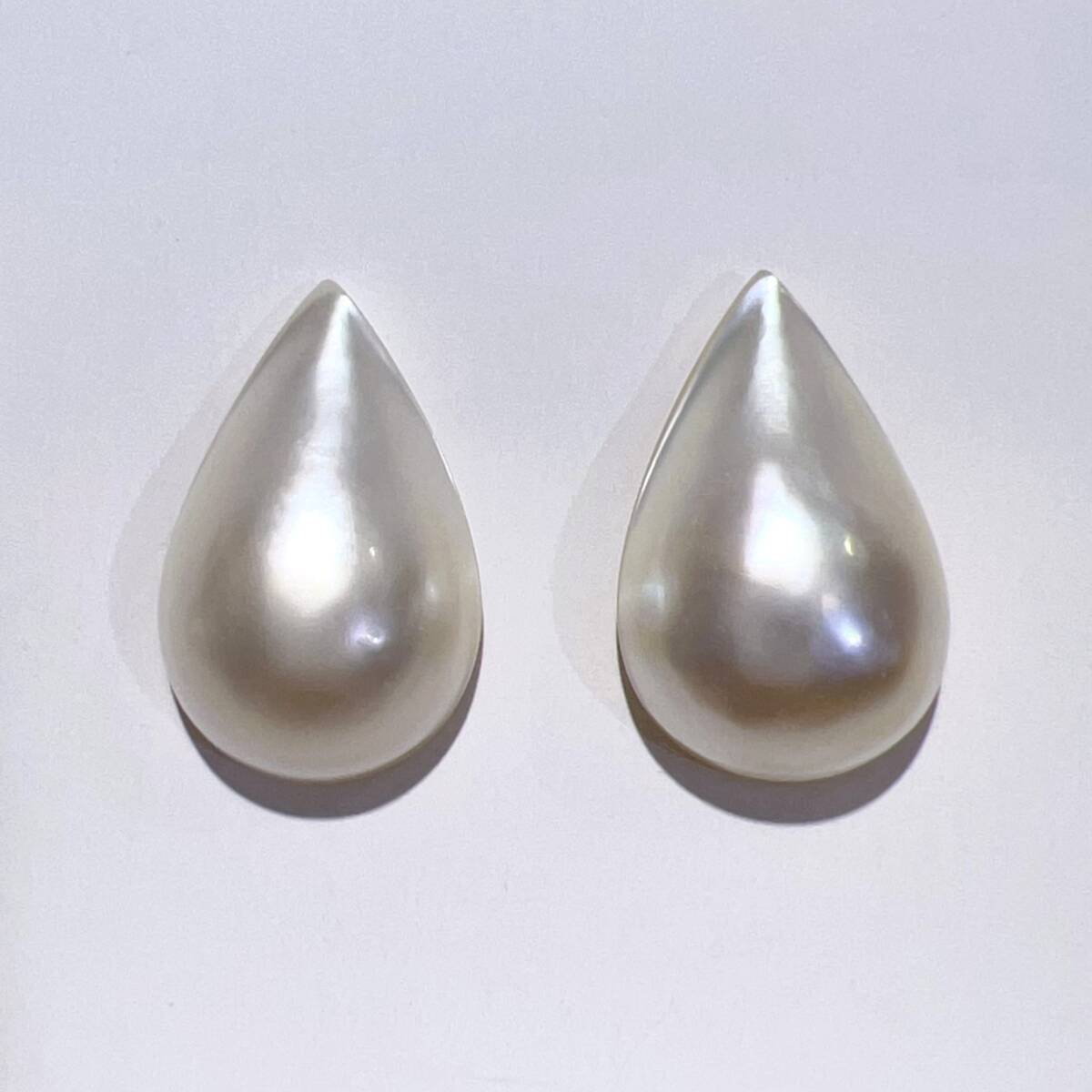 K18 南洋 ペアシェイプ マベパール ピアス 天然 本真珠 3.1g ホワイト