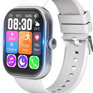 スマートウォッチ 1000mAh電池 保護フィルム付属 iPhone対応 アンドロイド対応 2.01インチ大画面 通話機能付 メッセージ通知 IP68防水