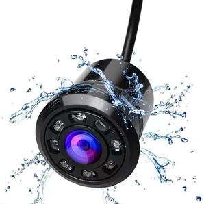 バックカメラ 8個LEDライト付き コンパクト 防水 丸型 超広角 埋め込みタイプ 角度調節可能 進行方向予測機能付き日本語説明書 送料無料