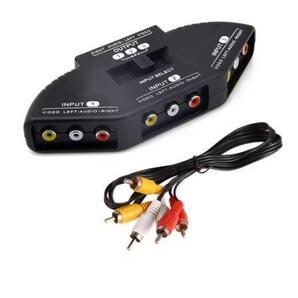 AV セレクター 切替器 3入力1出力 コネクタ RCA Wii TV DVD Xbox PS2 3ポート オーディオ ビデオゲーム スイッチ