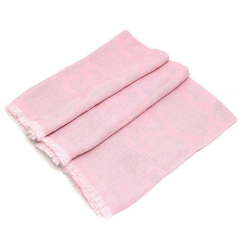 グッチ GUCCI ストール 703102 マフラー ウール シルク ピンク