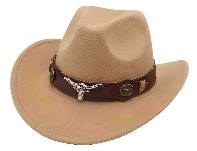 新品 ウエスタンハット バッファロー 飾りベルト ベージュ テンガロンハット カ