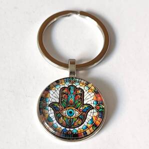 ハムサの手 キーホルダー ステンドグラス風 ファティマの手 御守り◎◎◎