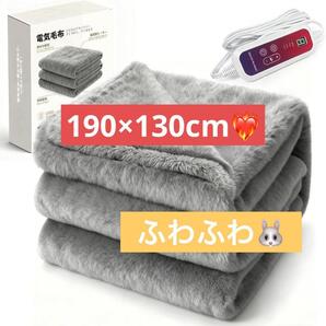 電気毛布 ひざ掛け 両面長め起毛 敷き 掛け兼用 切り忘れ防止タイマー付き 6階段温度調整 3.5mコントローラー 丸洗いok 190×130cm