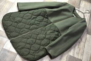 esseNtieL HIROKO BIS Различные комбинации материалов☆Пальто без воротника на молнии размер 11 цвет хаки