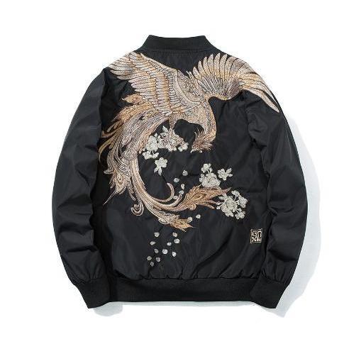 鳳凰 火の鳥 FIRE BIRD 精密刺繍 MA-1タイプ フライトジャケットブ