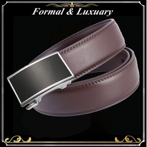 ベルト j54【茶】折りたたみ発送 ダーク 穴なし 無段階調整ベルト ゴルフベルト 人気 オートロック メンズ 革 ビジネス カジュアル