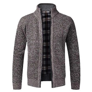 ジャケット 【 茶 】 L メンズ 服 ニット ジップアップ 裏起毛 裏フリース ブルゾン カーディガン ゴルフウェア 40代 50代 60代 冬 春 2