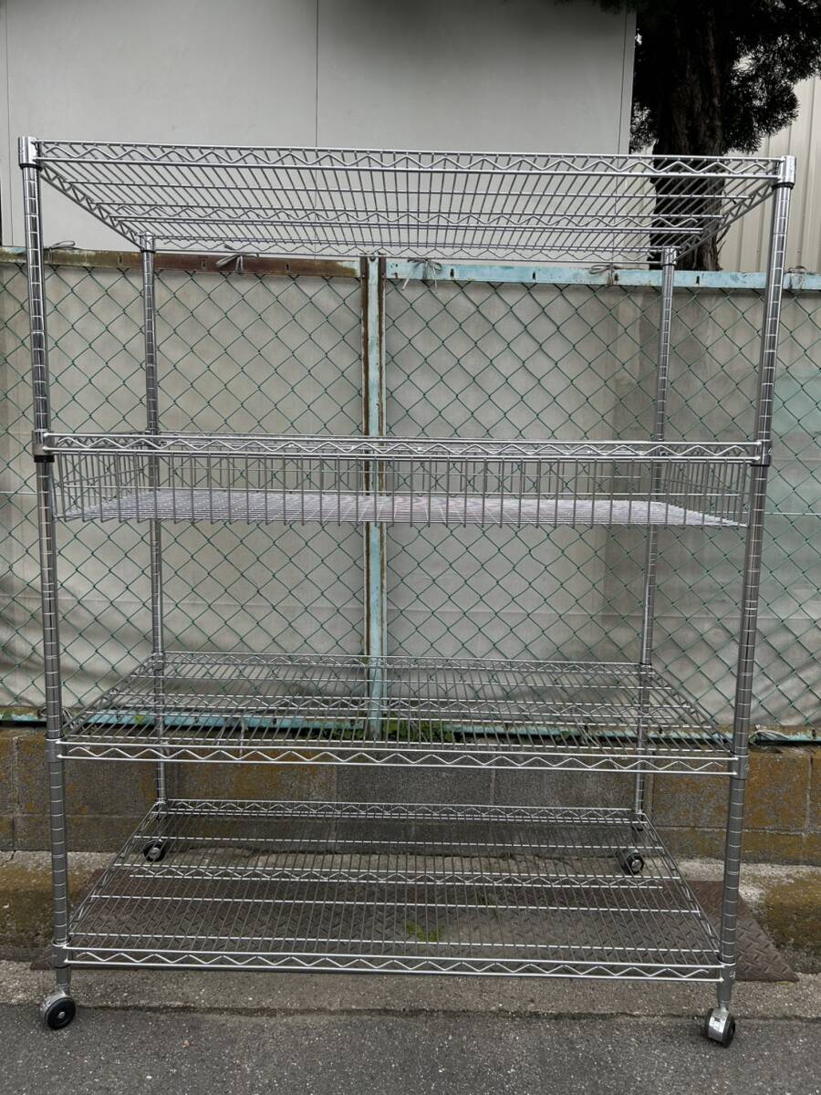 レア 1980's ポストモダン ブラック ワイヤー ワゴン ラック 業務什器