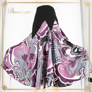 社交ダンス 衣装 スタンダード スカート レッスンウェア Create-Sun クリエイトサン 黒 紫 白 ブラック系 パープル系 ホワイト系 グレイ系