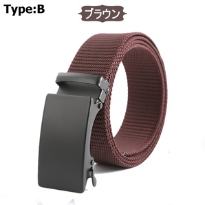 オートロックベルト ナイロン 高耐久 オートロック式ベルト メンズ 作業用 ミリタリー TypeB ブラウン