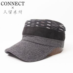 新品 CONNECT×久留米絣 ウール エコスエード ワークキャップ ブラック