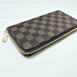 市松模様 チェック ブラウン ラウンドファスナー メンズ レディース 長財布
