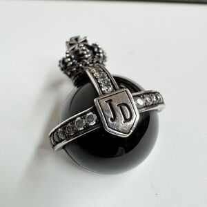 Джастин Дэвис JUSTIN DAVIS Оникс шар кулон верхней 925 серебро вес около 8,1 г Корона Крест Черный кольцо для мужчин