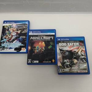 B083◇中古 PSVITA ゲームソフト3本セット SAO マインクラフト GOD EATER ソードアート・オンライン ※傷・汚れアリ