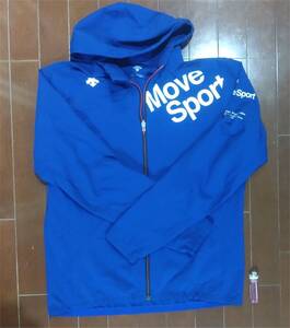 ▼MOVE SPORT Cross Jacket Size O Blue Airy Transfer Full Zip Hoodie Hood DMMPJF14 DESCENTE