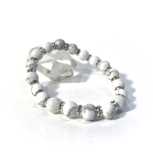 ハウライト パワーストーン ブレスレット 天然石ブレス 8mm (シルバー) /開運 浄化 人間関係 健康 効果 レディース 通販 白