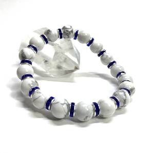 ハウライト パワーストーン ブレスレット 天然石ブレス 8mm (D.ブルー) /開運 浄化 人間関係 健康 効果 レディース 通販 白